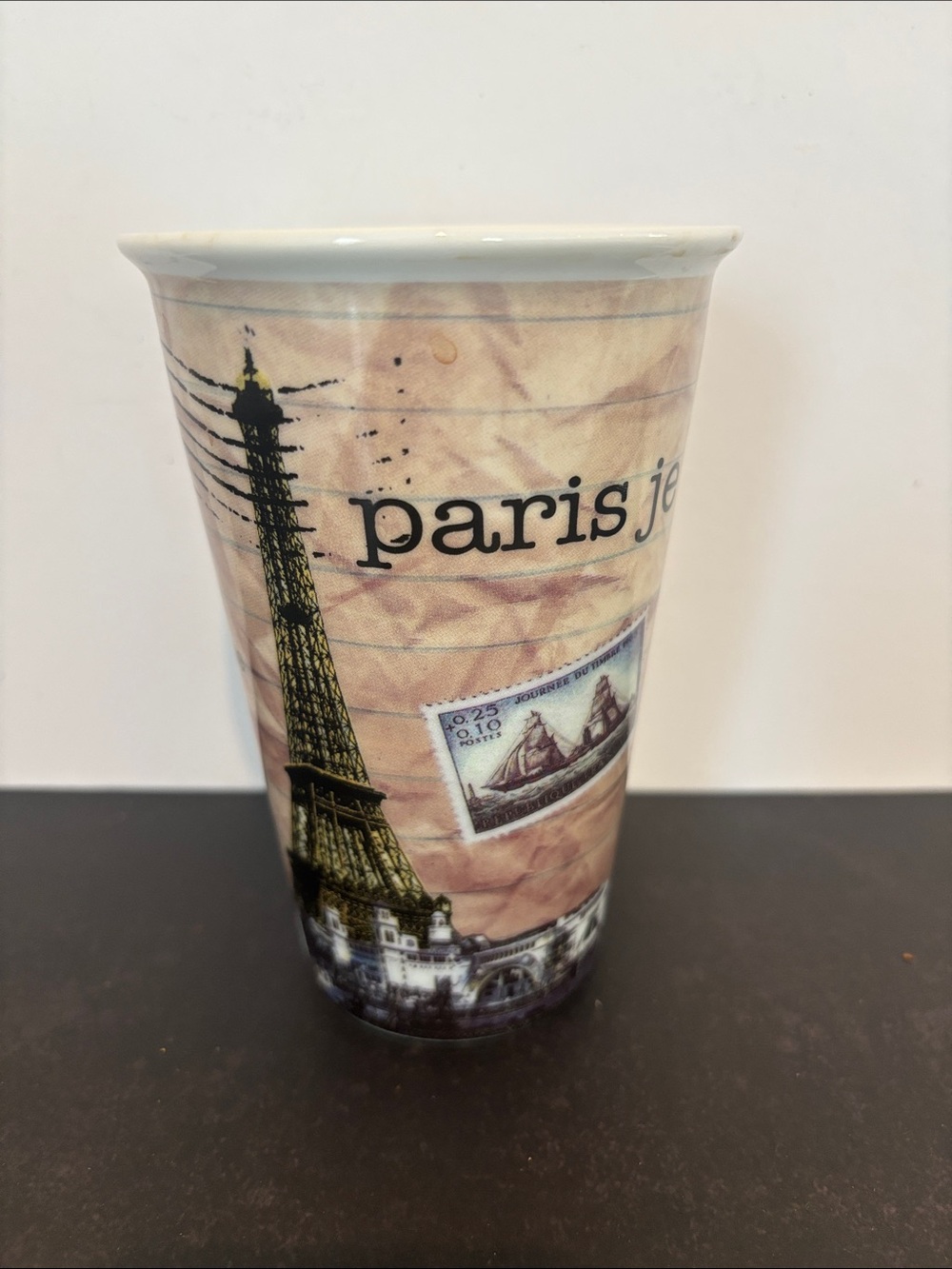 Paris Je T'aime Decorative Eiffel Tower Party Cup - Beige